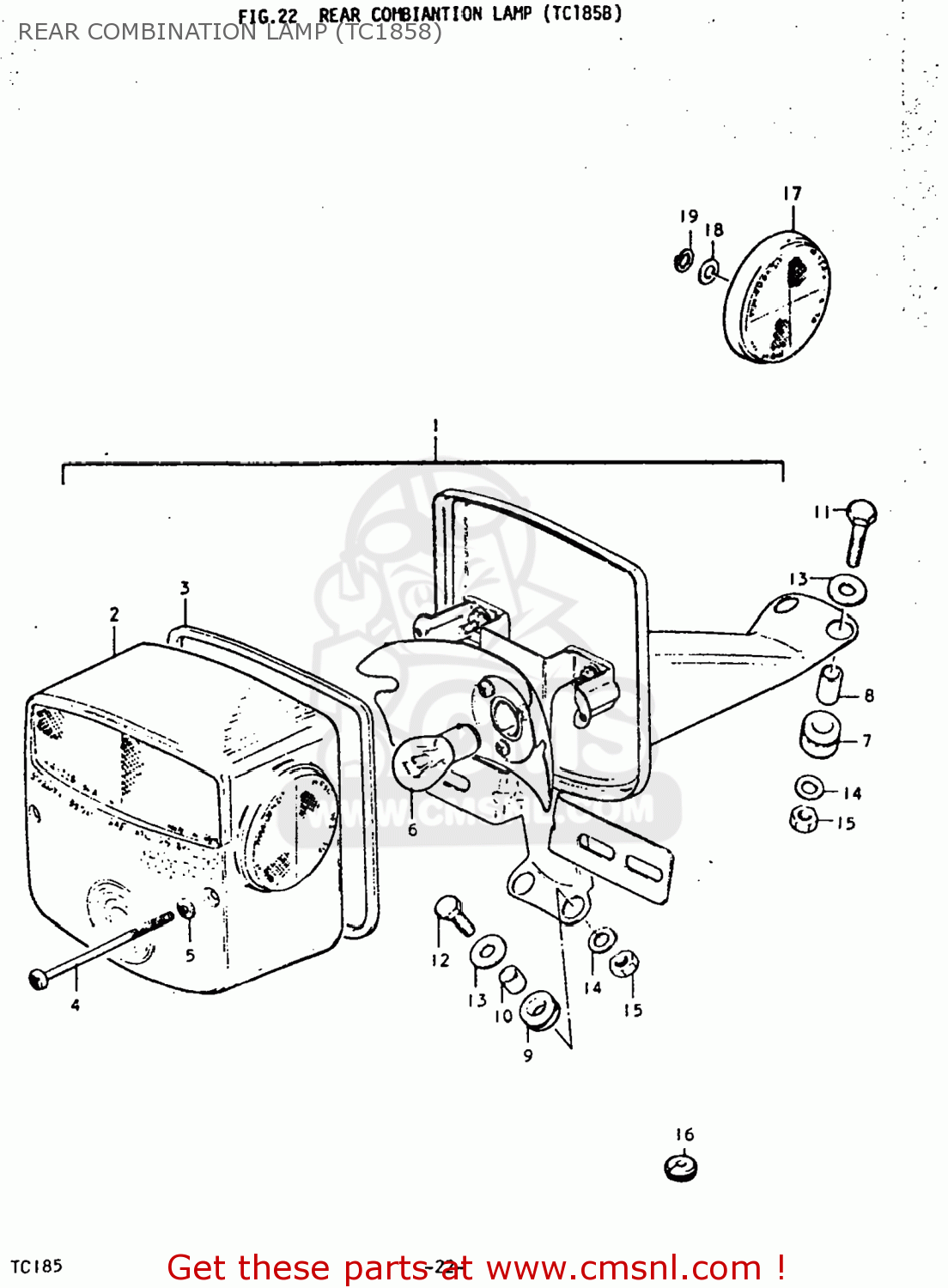REAR COMBINATION LAMP (TC1858) TC185 1974 (L) USA (E03)