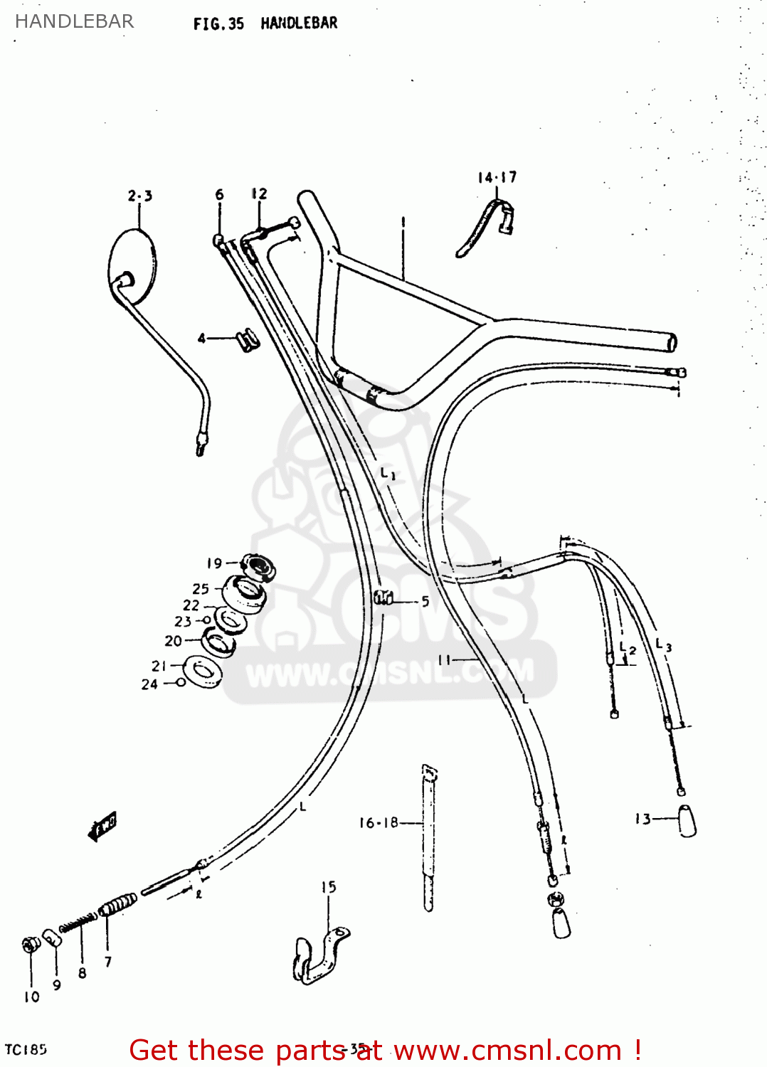 HANDLEBAR TC185 1975 (M) USA (E03)