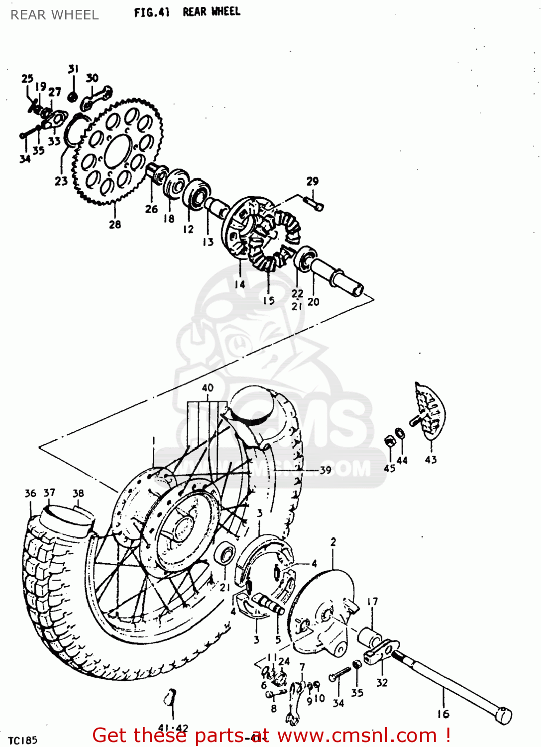 REAR WHEEL TC185 1975 (M) USA (E03)