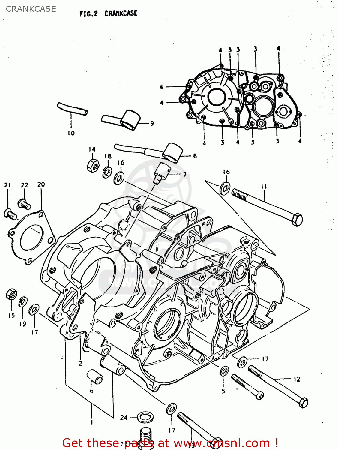 Suzuki TC185 1977 (B) USA (E03) CRANKCASE - buy original CRANKCASE ...