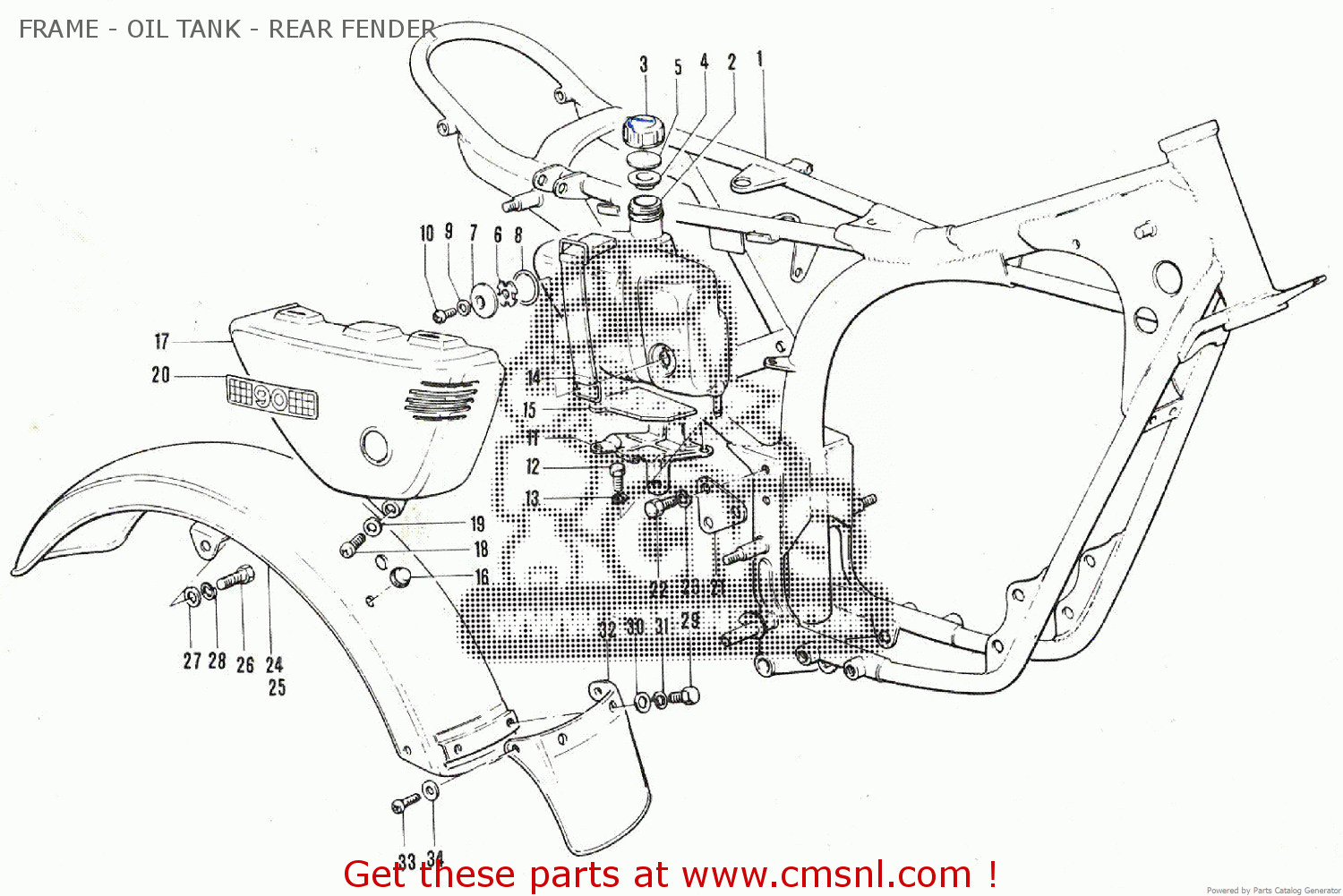 FRAME - OIL TANK - REAR FENDER TC90