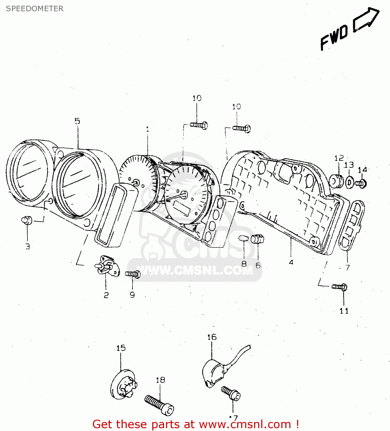 SPEEDOMETER TL1000R 1998 (W) (E02 E04 E18 E22 E24 E25 E34)