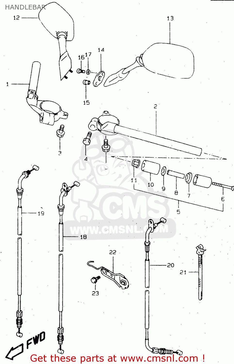 HANDLEBAR TL1000R 1998 (W) (E02 E04 E18 E22 E24 E25 E34)