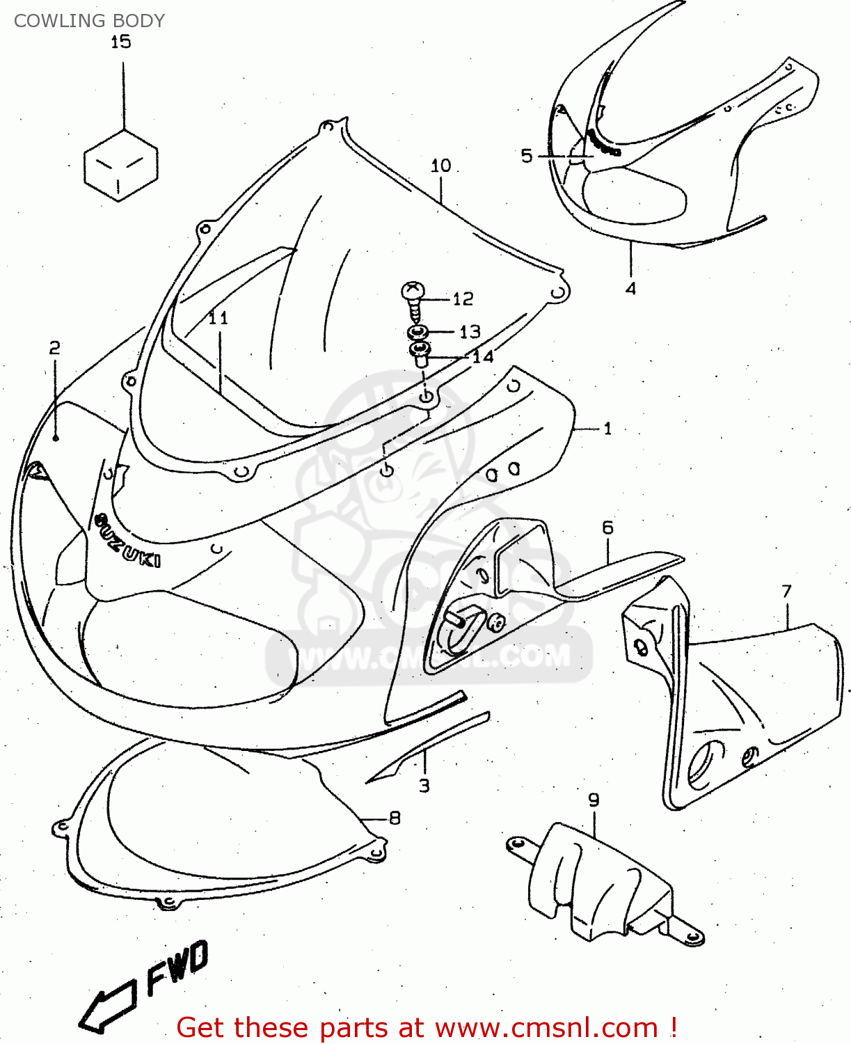 COWLING BODY TL1000R 1998 (W) (E02 E04 E18 E22 E24 E25 E34)
