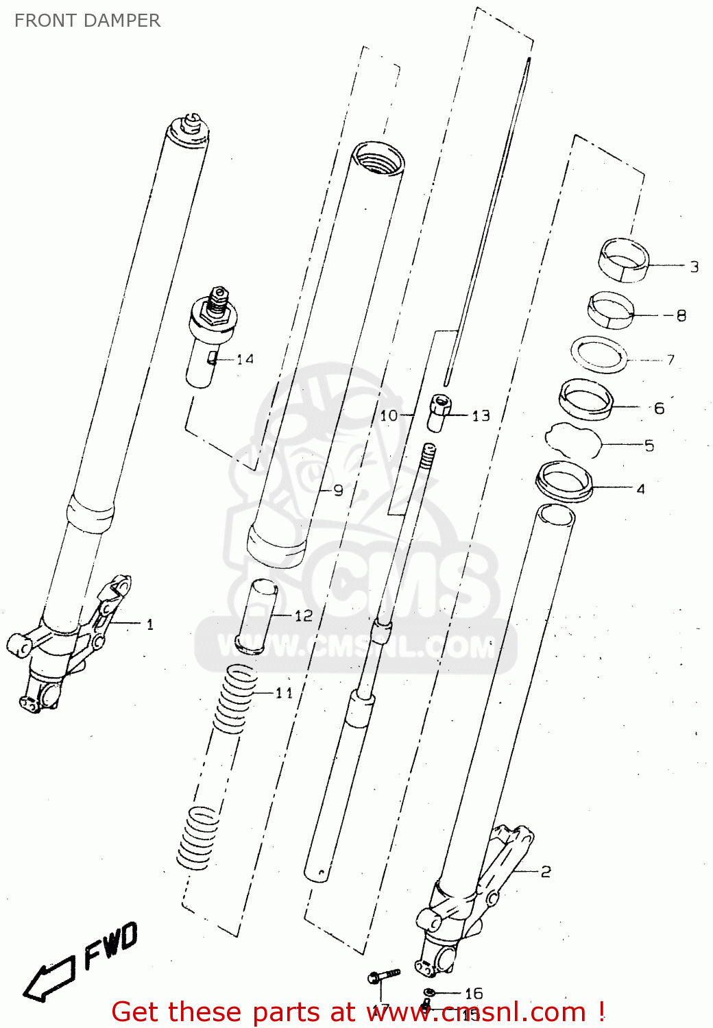 FRONT DAMPER TL1000R 1998 (W) (E02 E04 E18 E22 E24 E25 E34)