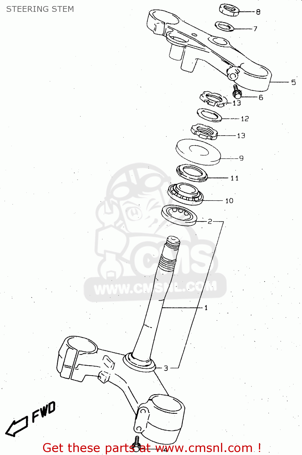 STEERING STEM TL1000R 1998 (W) (E02 E04 E18 E22 E24 E25 E34)