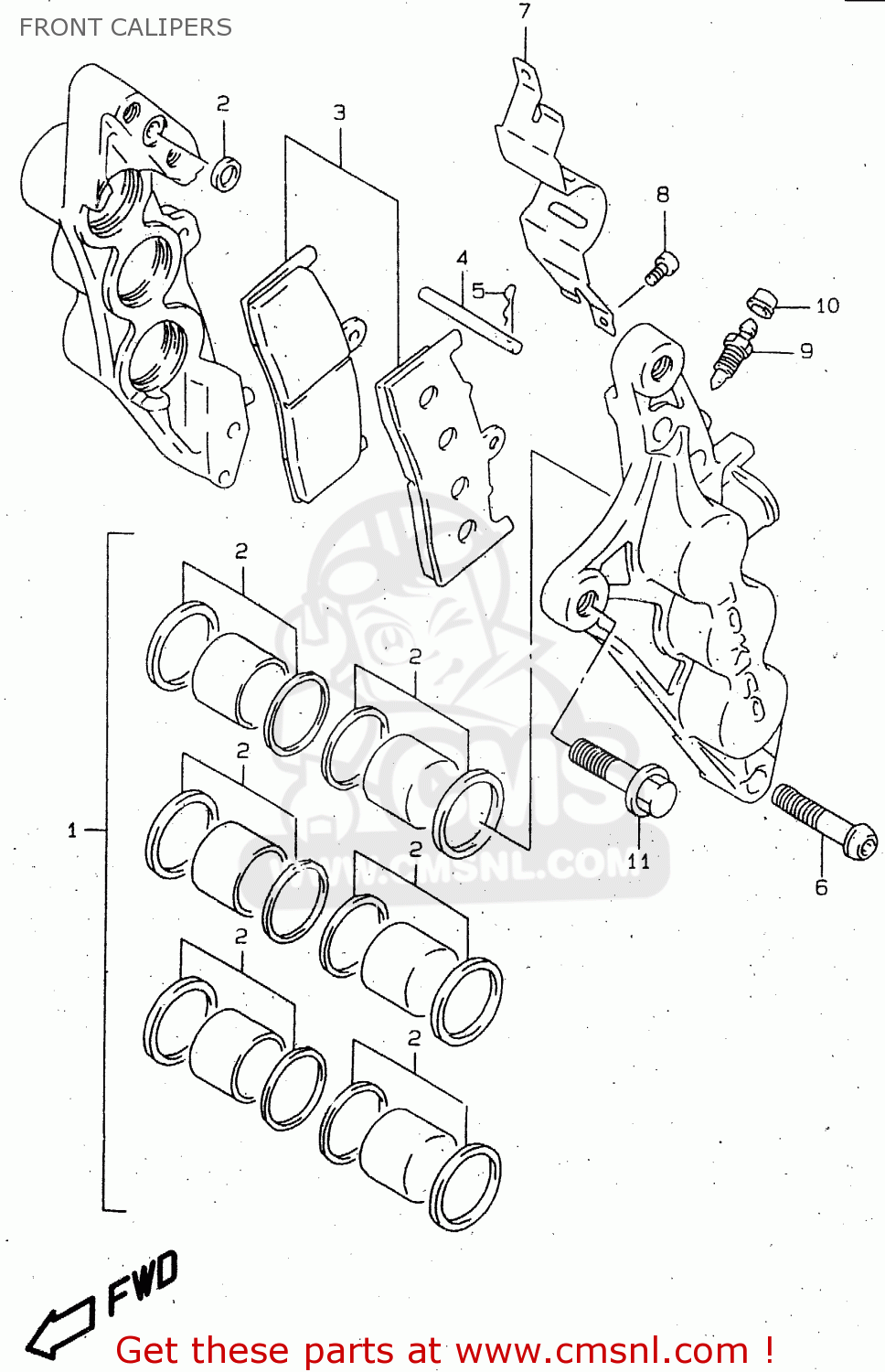 FRONT CALIPERS TL1000R 1998 (W) (E02 E04 E18 E22 E24 E25 E34)