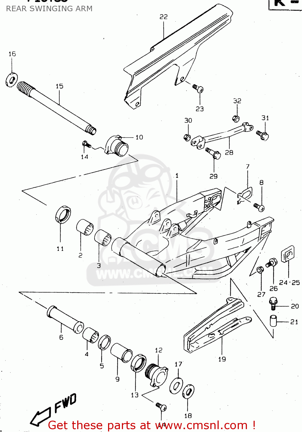 REAR SWINGING ARM TL1000R 1998 (W) (E02 E04 E18 E22 E24 E25 E34)