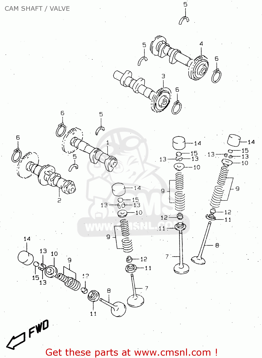 CAM SHAFT / VALVE TL1000R 1998 (W) (E02 E04 E18 E22 E24 E25 E34)