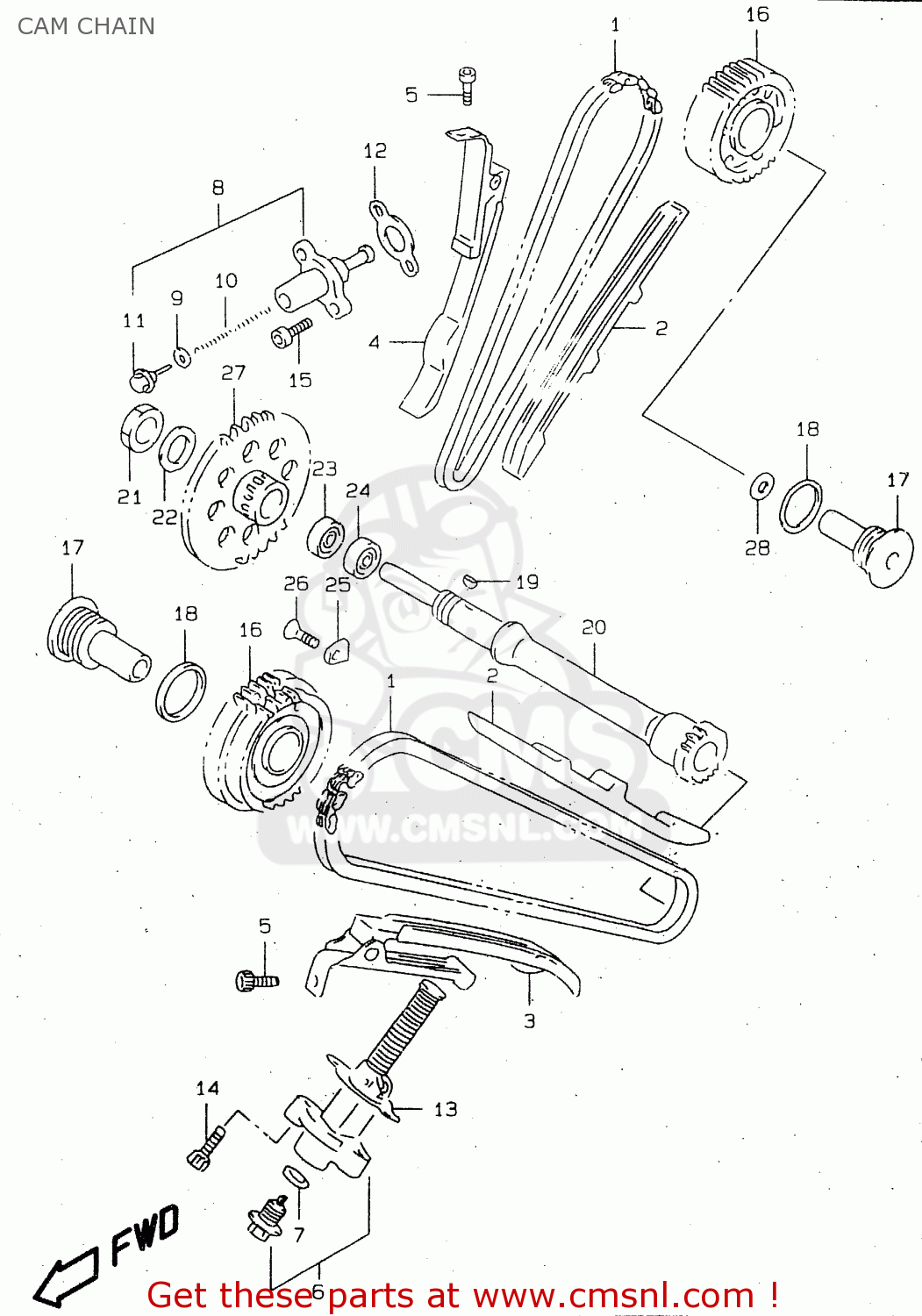 CAM CHAIN TL1000R 1998 (W) (E02 E04 E18 E22 E24 E25 E34)