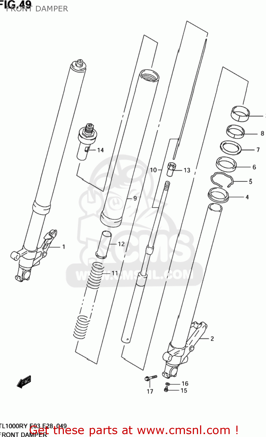 FRONT DAMPER TL1000R 1998 (W) USA (E03)