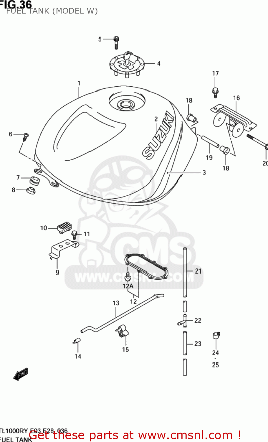 FUEL TANK (MODEL W) TL1000R 1998 (W) USA (E03)