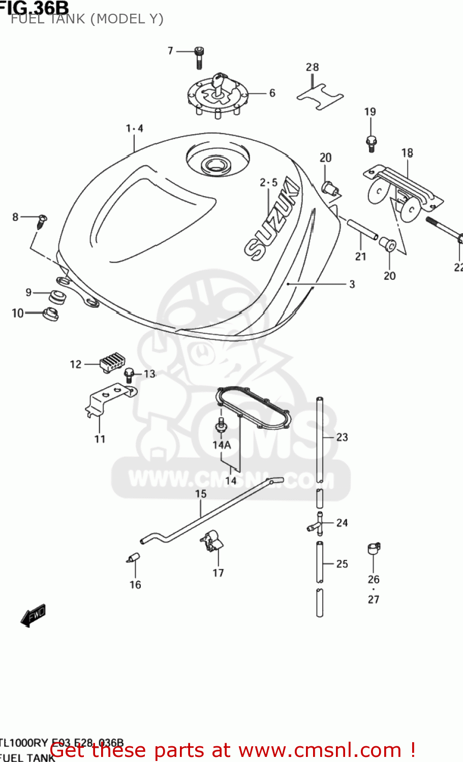 FUEL TANK (MODEL Y) TL1000R 1998 (W) USA (E03)