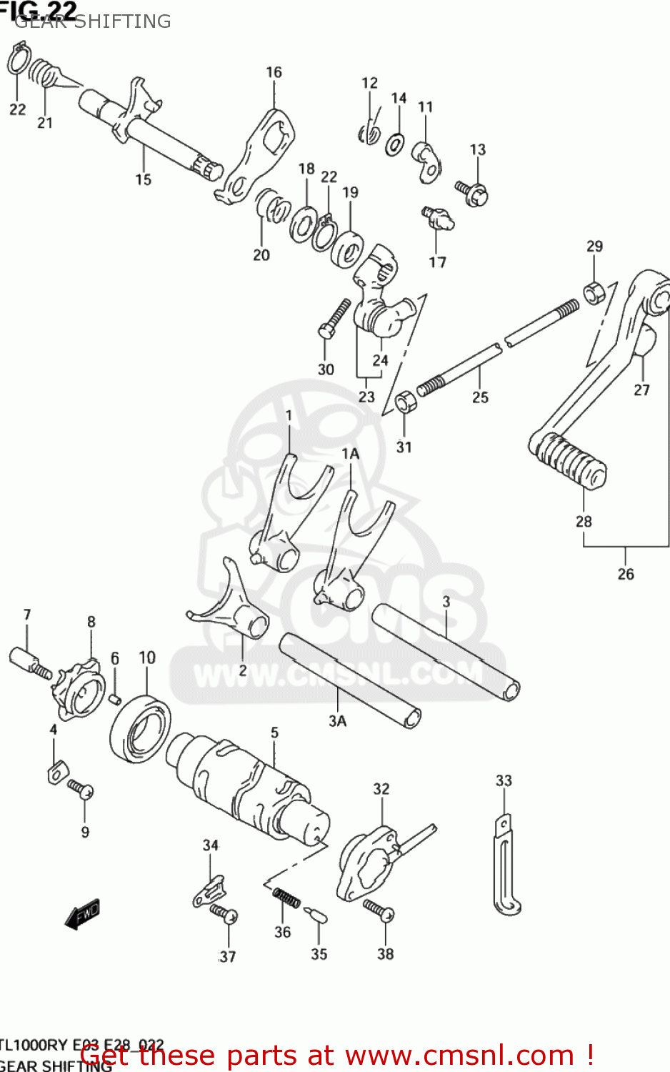 GEAR SHIFTING TL1000R 1998 (W) USA (E03)