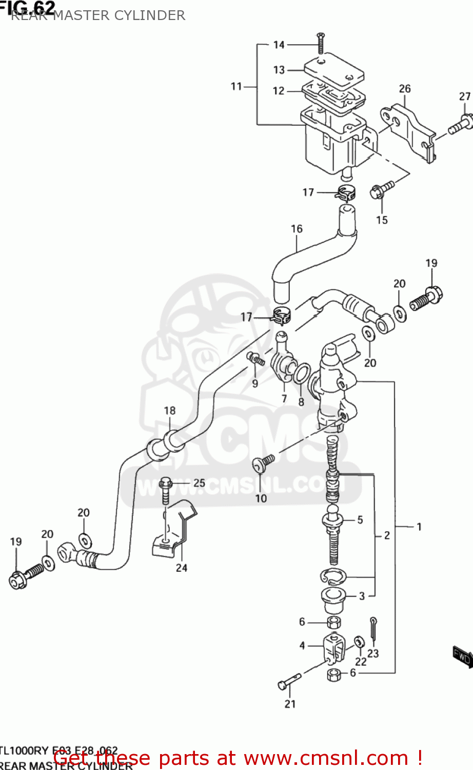 REAR MASTER CYLINDER TL1000R 1998 (W) USA (E03)