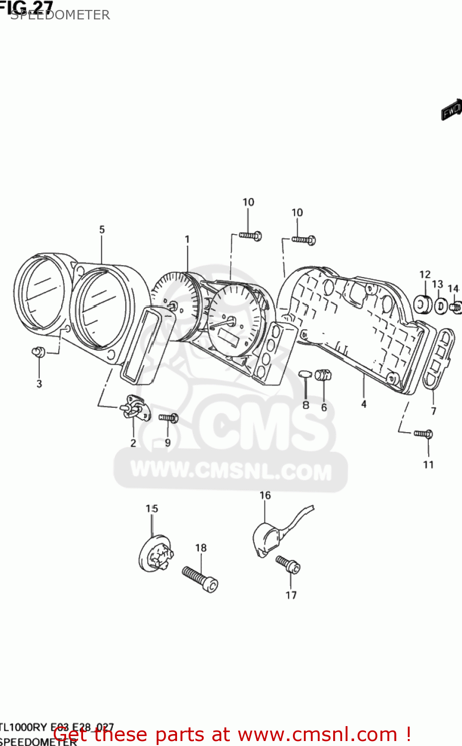 SPEEDOMETER TL1000R 1998 (W) USA (E03)