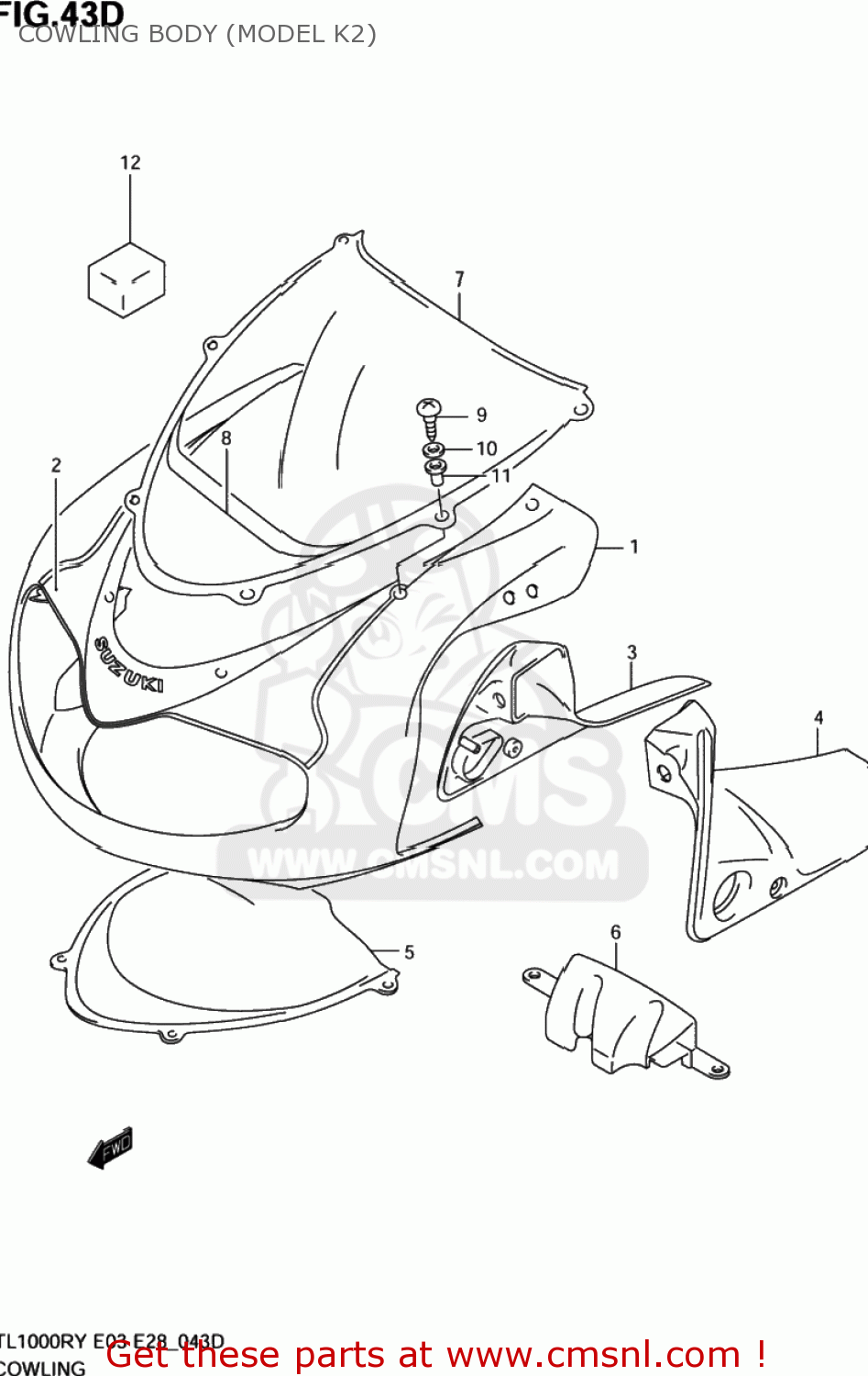 COWLING BODY (MODEL K2) TL1000R 1999 (X) USA (E03)