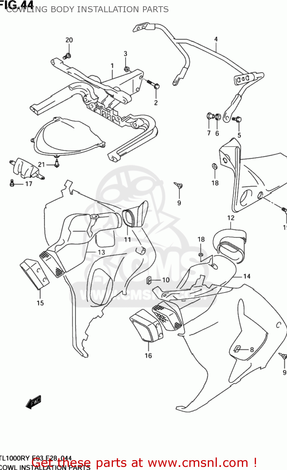 COWLING BODY INSTALLATION PARTS TL1000R 1999 (X) USA (E03)