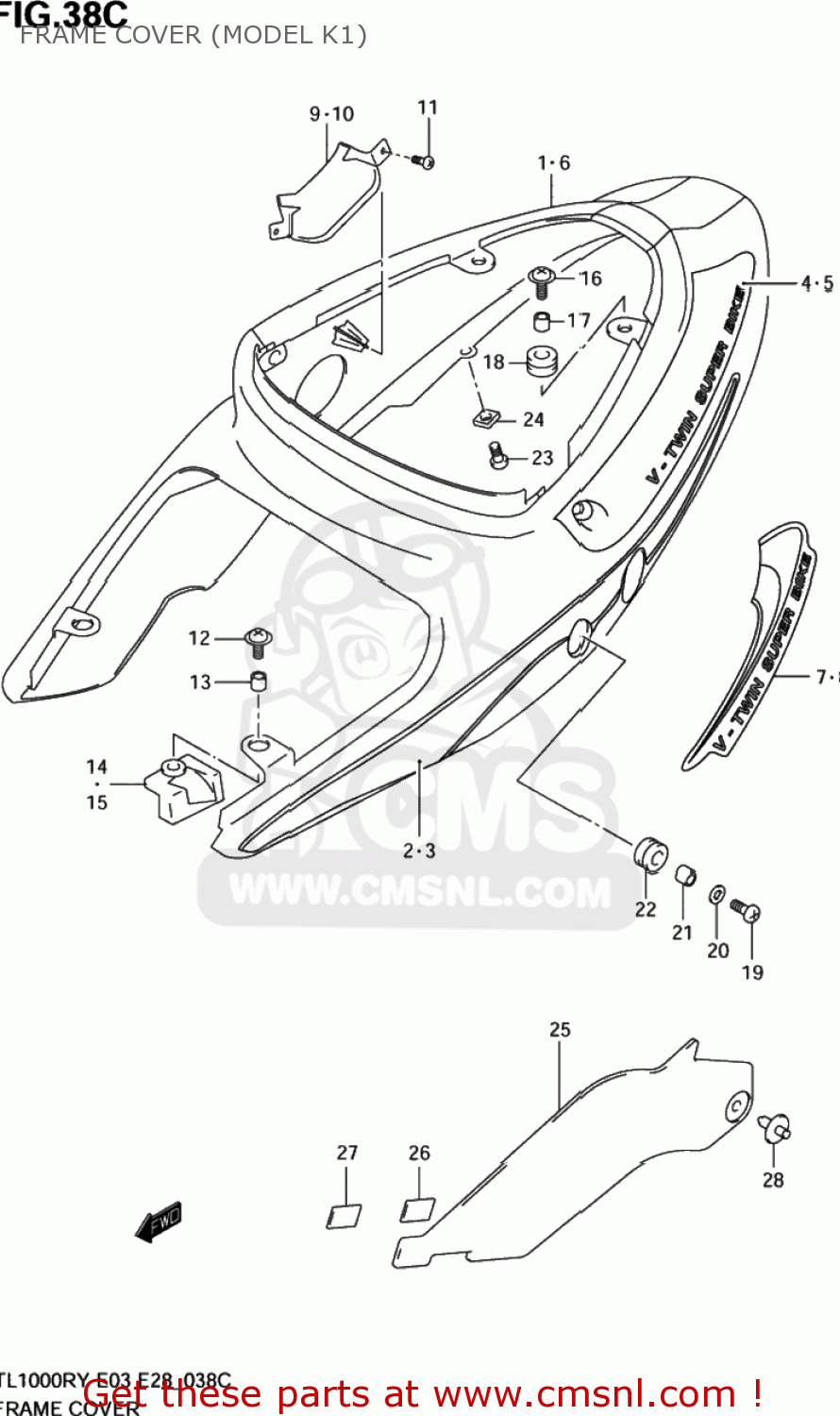 FRAME COVER (MODEL K1) TL1000R 1999 (X) USA (E03)