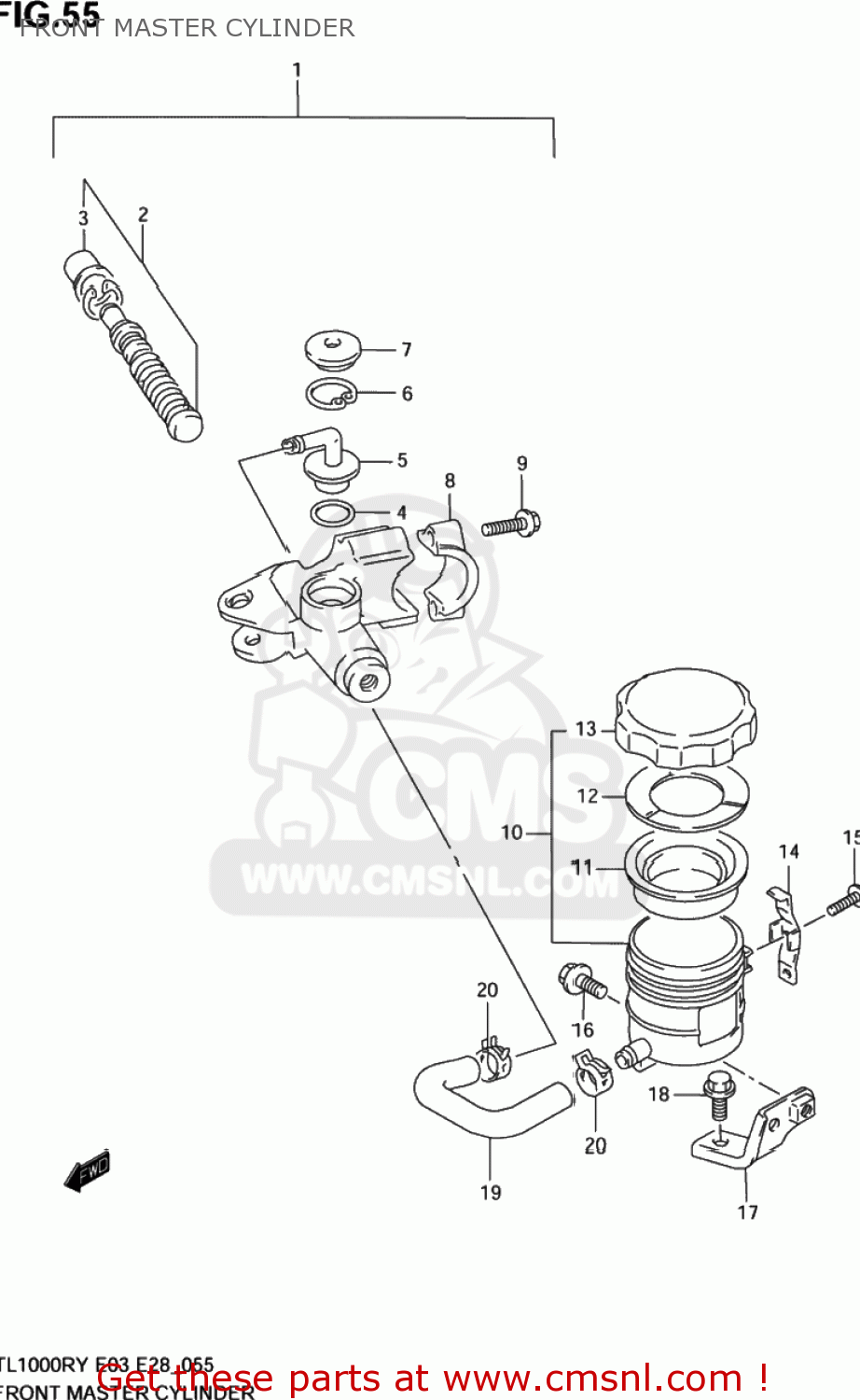 FRONT MASTER CYLINDER TL1000R 1999 (X) USA (E03)