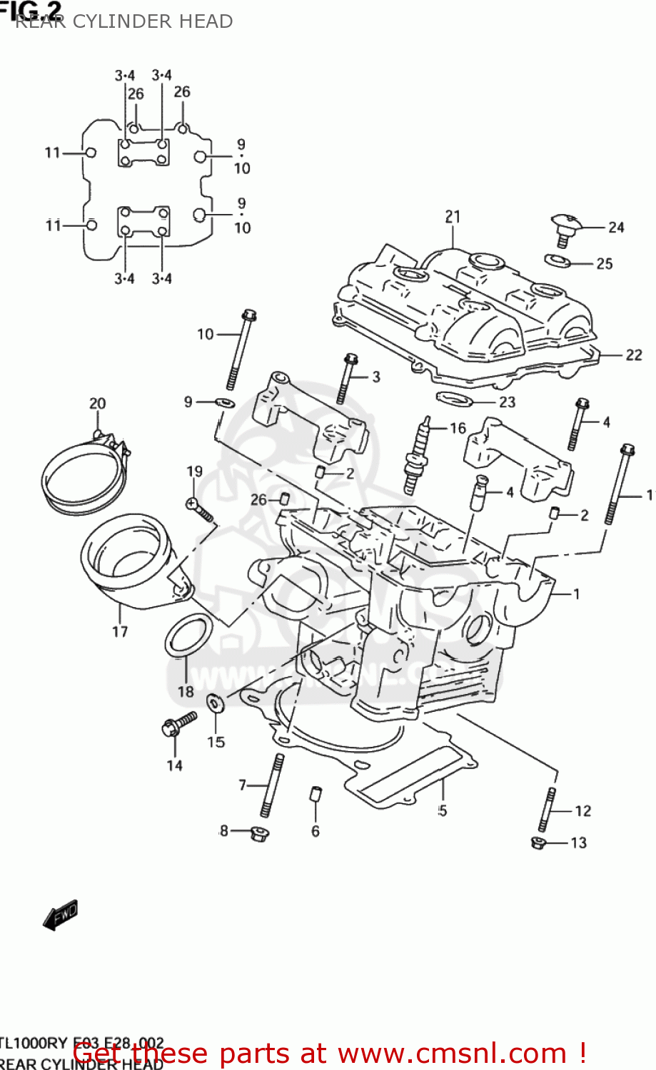 REAR CYLINDER HEAD TL1000R 1999 (X) USA (E03)