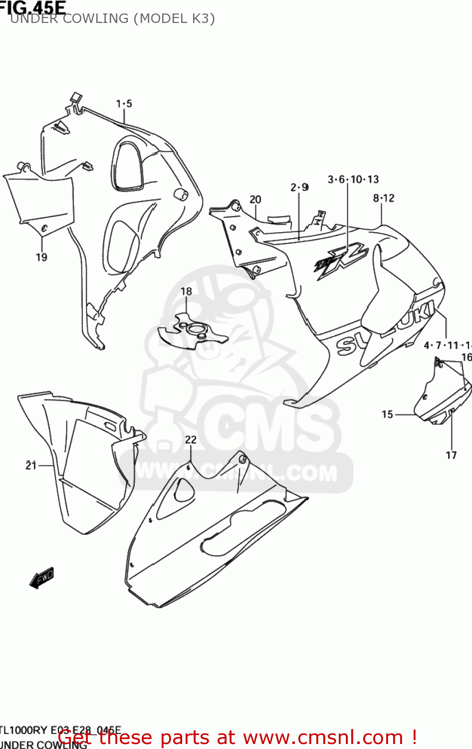 UNDER COWLING (MODEL K3) TL1000R 1999 (X) USA (E03)