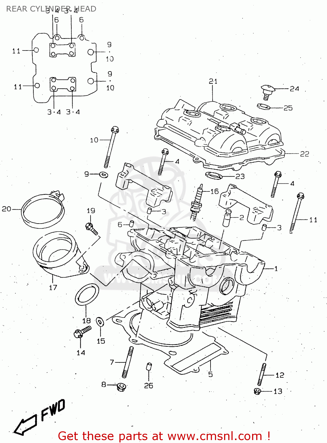 REAR CYLINDER HEAD TL1000R 1999 (X)