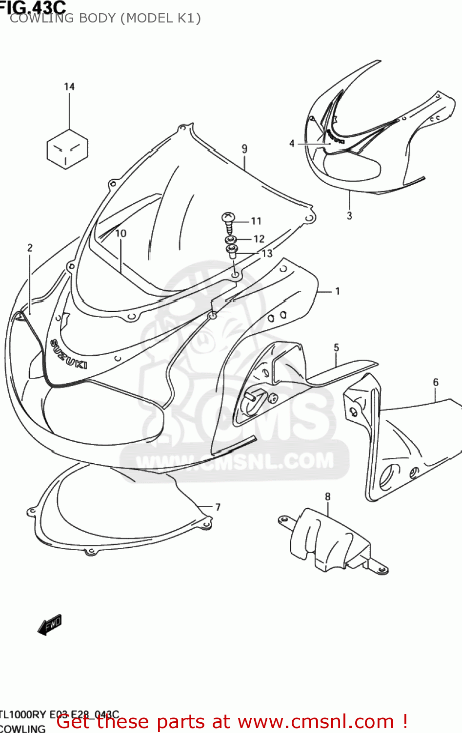 COWLING BODY (MODEL K1) TL1000R 2000 (Y) USA (E03)