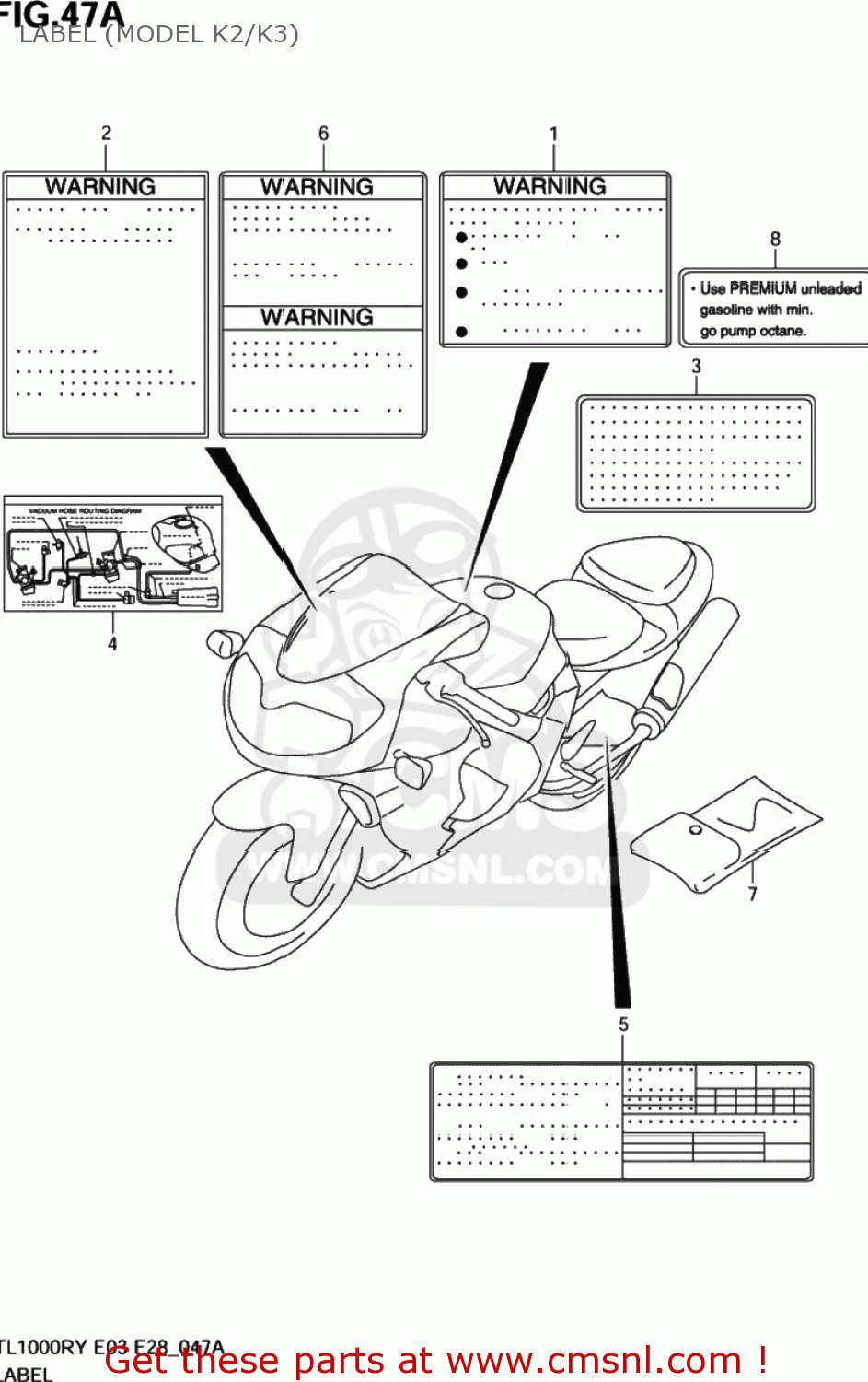 LABEL (MODEL K2/K3) TL1000R 2000 (Y) USA (E03)