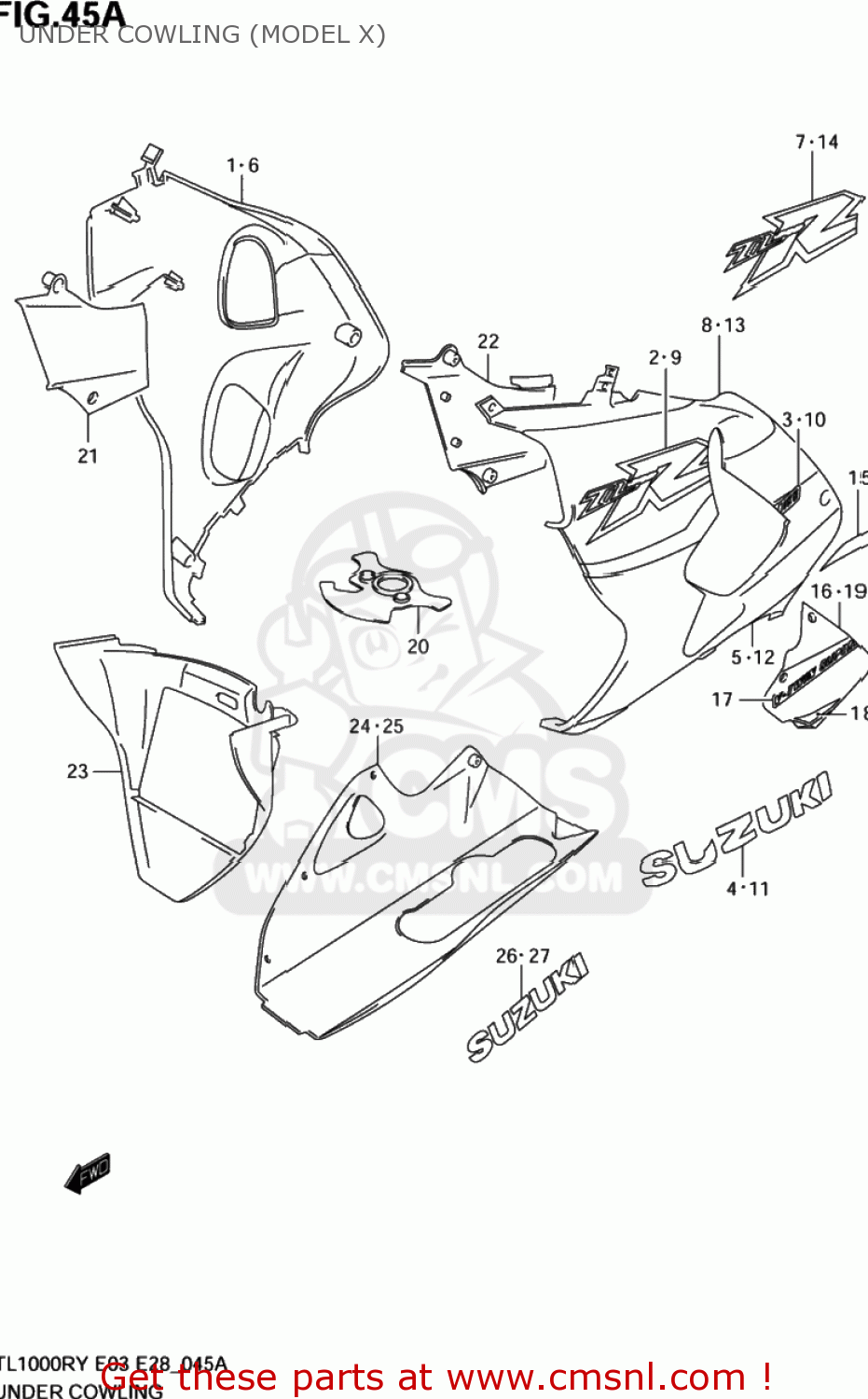 UNDER COWLING (MODEL X) TL1000R 2000 (Y) USA (E03)