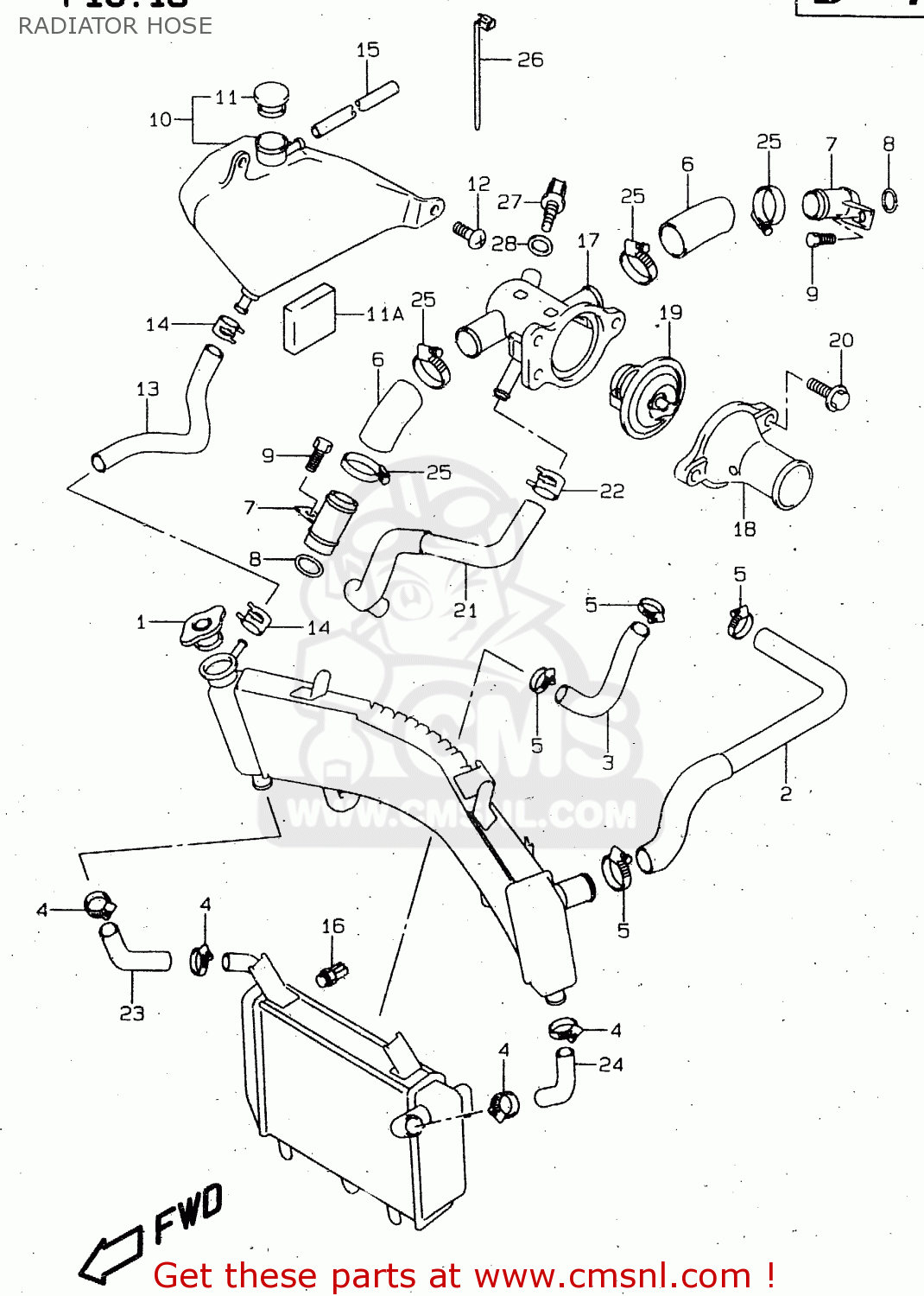 RADIATOR HOSE TL1000R 2000 (Y)
