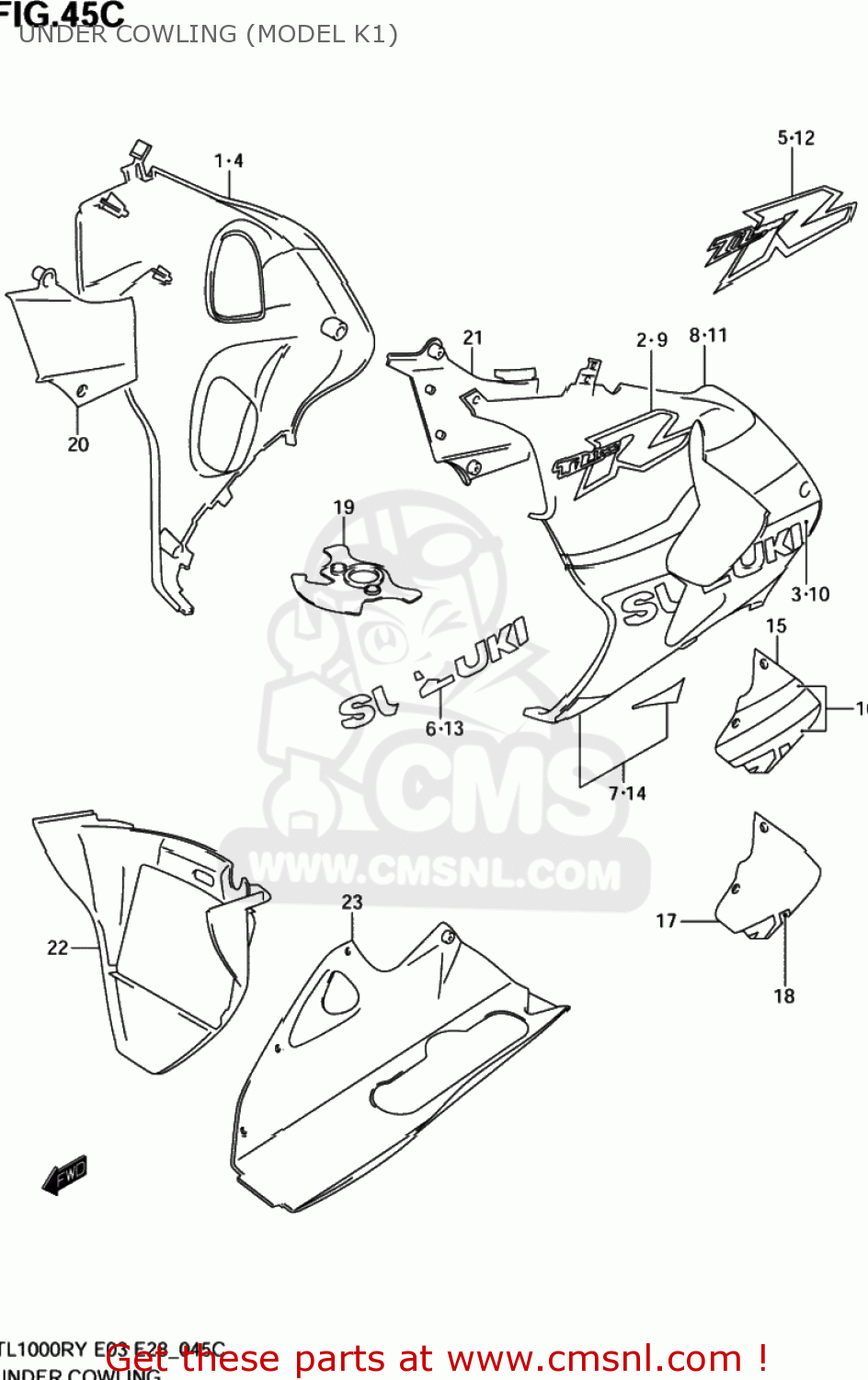 Suzuki TL1000R 2001 (K1) USA (E03) UNDER COWLING (MODEL K1) - buy ...