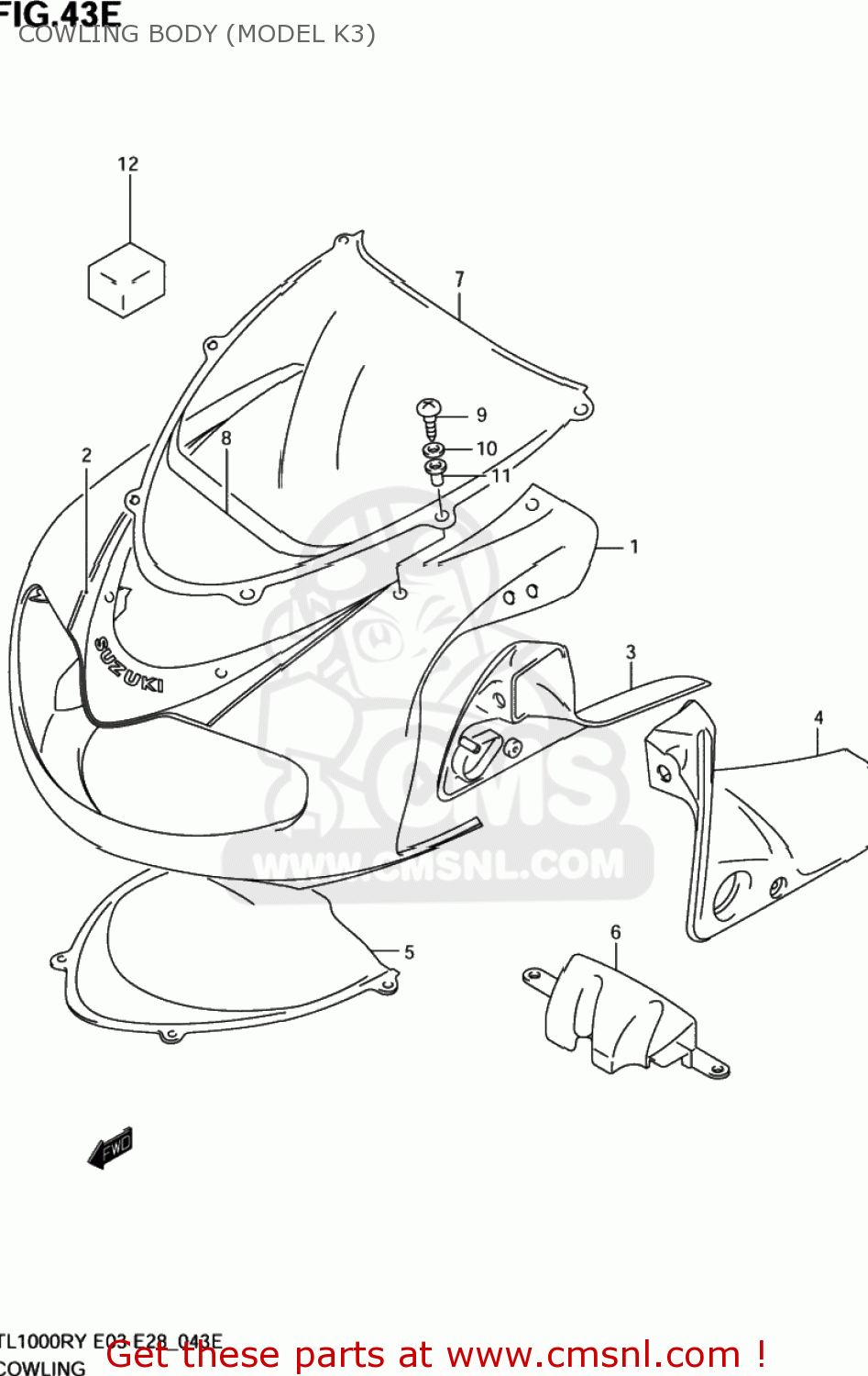 COWLING BODY (MODEL K3) TL1000R 2001 (K1) USA (E03)