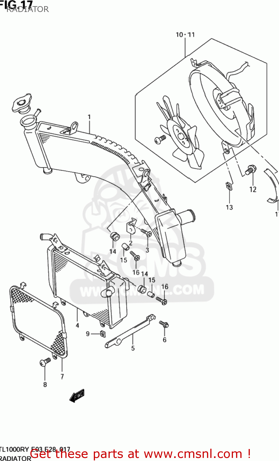 RADIATOR TL1000R 2001 (K1) USA (E03)