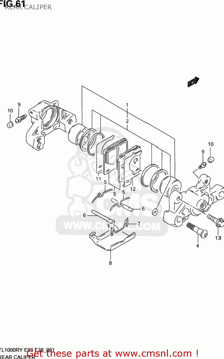 REAR CALIPER TL1000R 2001 (K1) USA (E03)