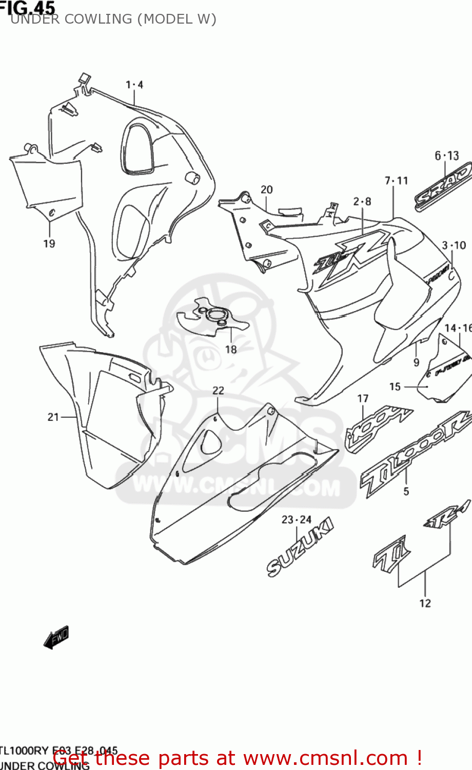 UNDER COWLING (MODEL W) TL1000R 2001 (K1) USA (E03)
