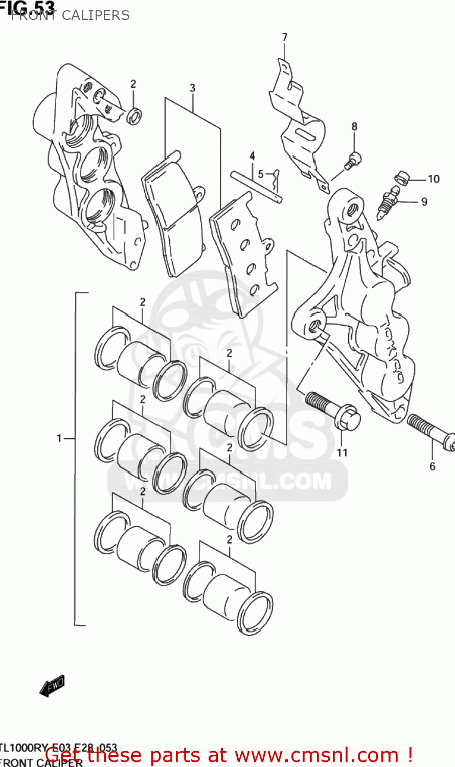 FRONT CALIPERS TL1000R 2002 (K2) USA (E03)