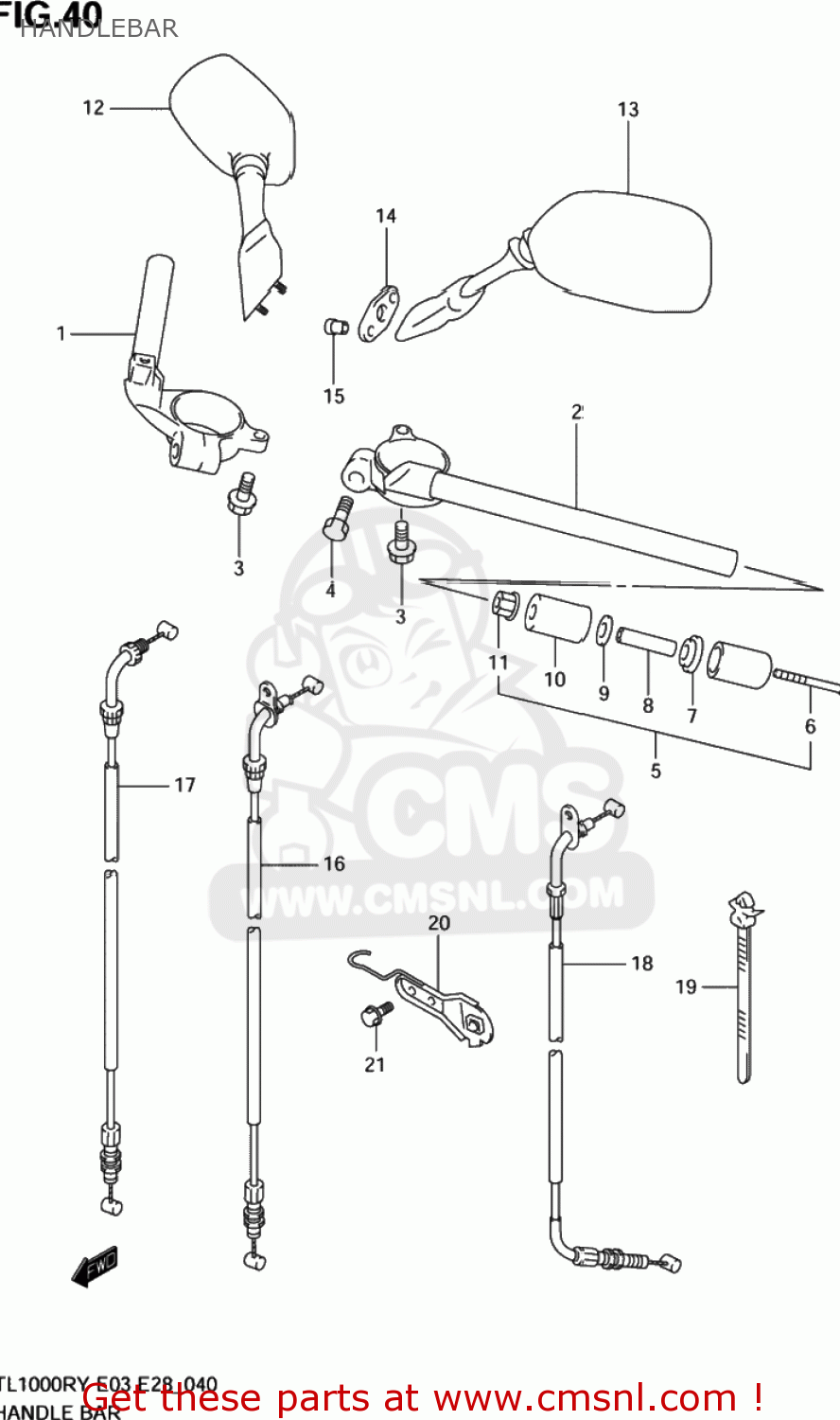 HANDLEBAR TL1000R 2002 (K2) USA (E03)