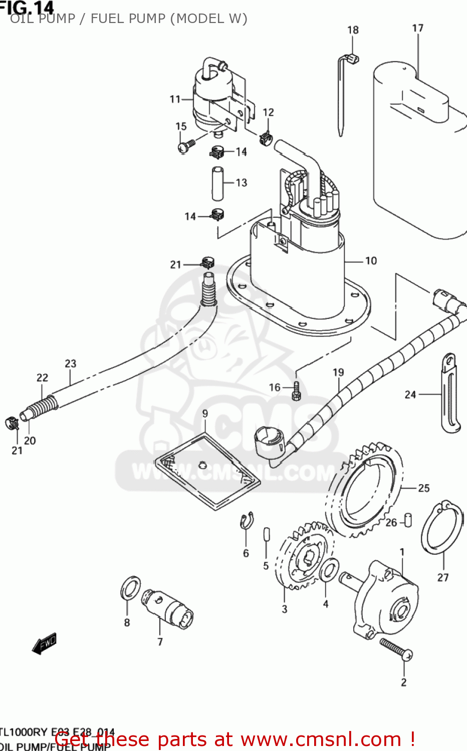 OIL PUMP / FUEL PUMP (MODEL W) TL1000R 2002 (K2) USA (E03)
