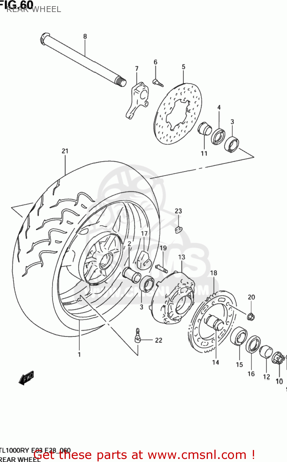 REAR WHEEL TL1000R 2002 (K2) USA (E03)
