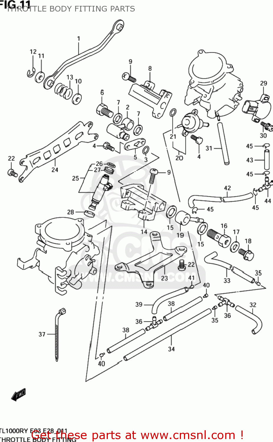 THROTTLE BODY FITTING PARTS TL1000R 2002 (K2) USA (E03)