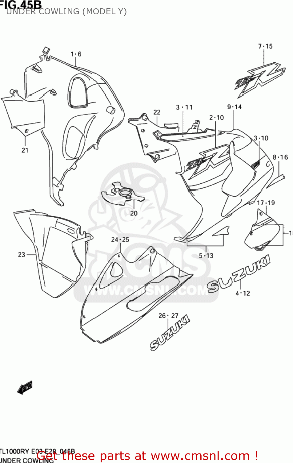 UNDER COWLING (MODEL Y) TL1000R 2002 (K2) USA (E03)