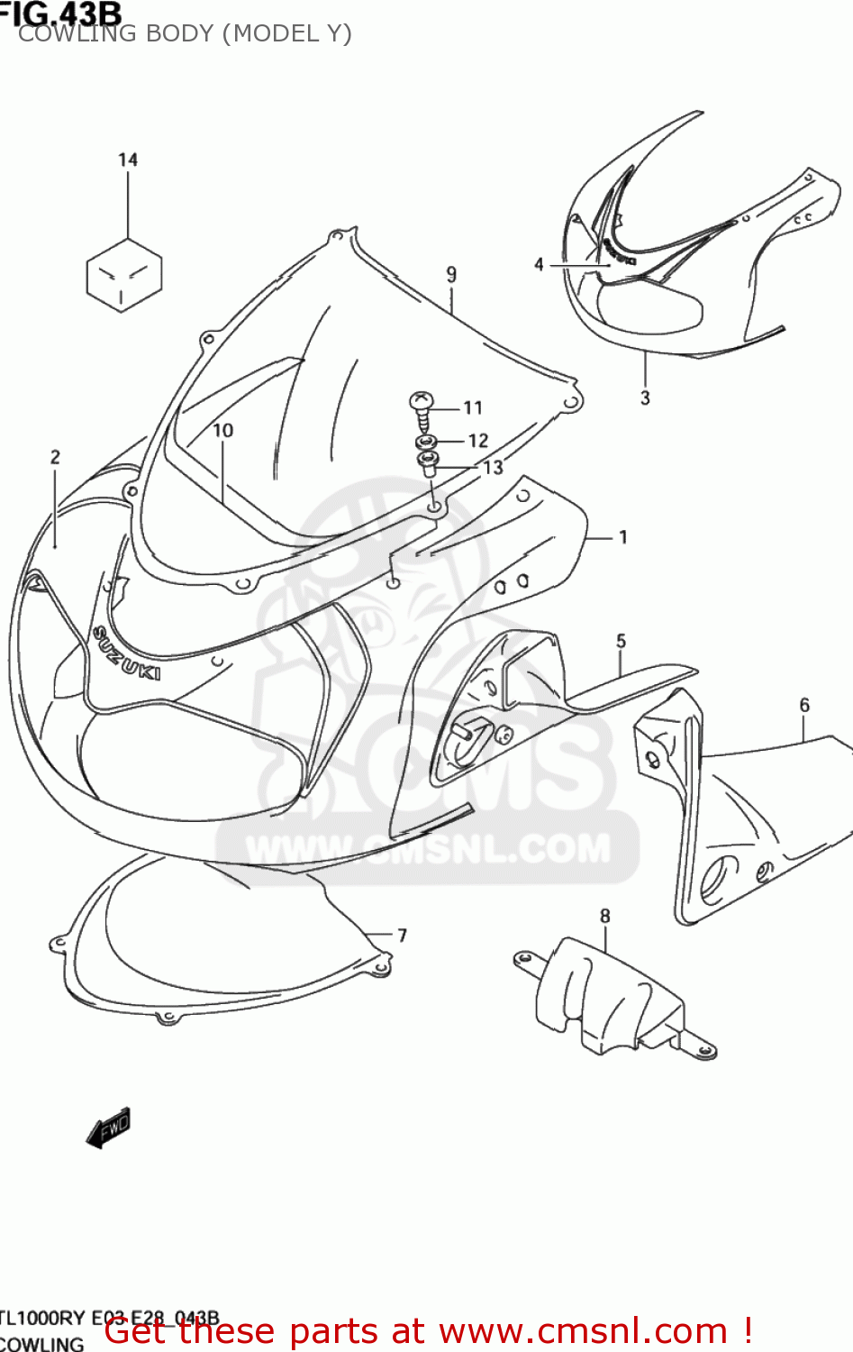 COWLING BODY (MODEL Y) TL1000R 2003 (K3) USA (E03)