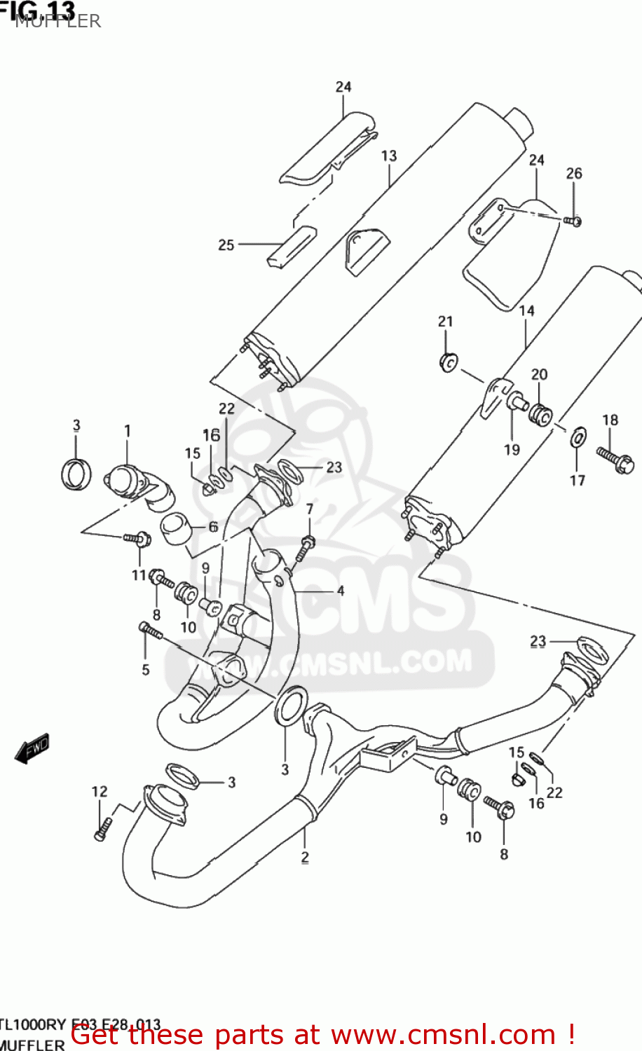 MUFFLER TL1000R 2003 (K3) USA (E03)