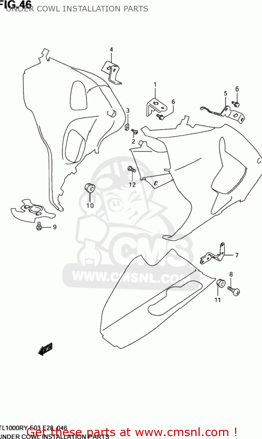 UNDER COWL INSTALLATION PARTS TL1000R 2003 (K3) USA (E03)