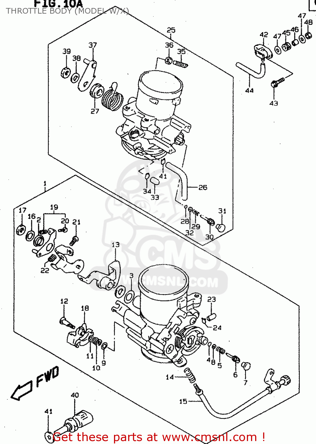 THROTTLE BODY (MODEL W/X) TL1000S 1997 (V) (E02 E04 E18 E22 E24 E25 E34 E39) / P37