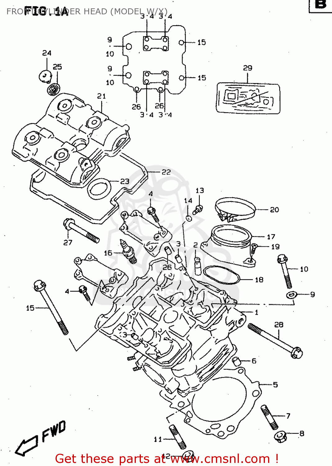 FRONT CYLINDER HEAD (MODEL W/X) TL1000S 1997 (V) (E02 E04 E18 E22 E24 E25 E34 E39) / P37