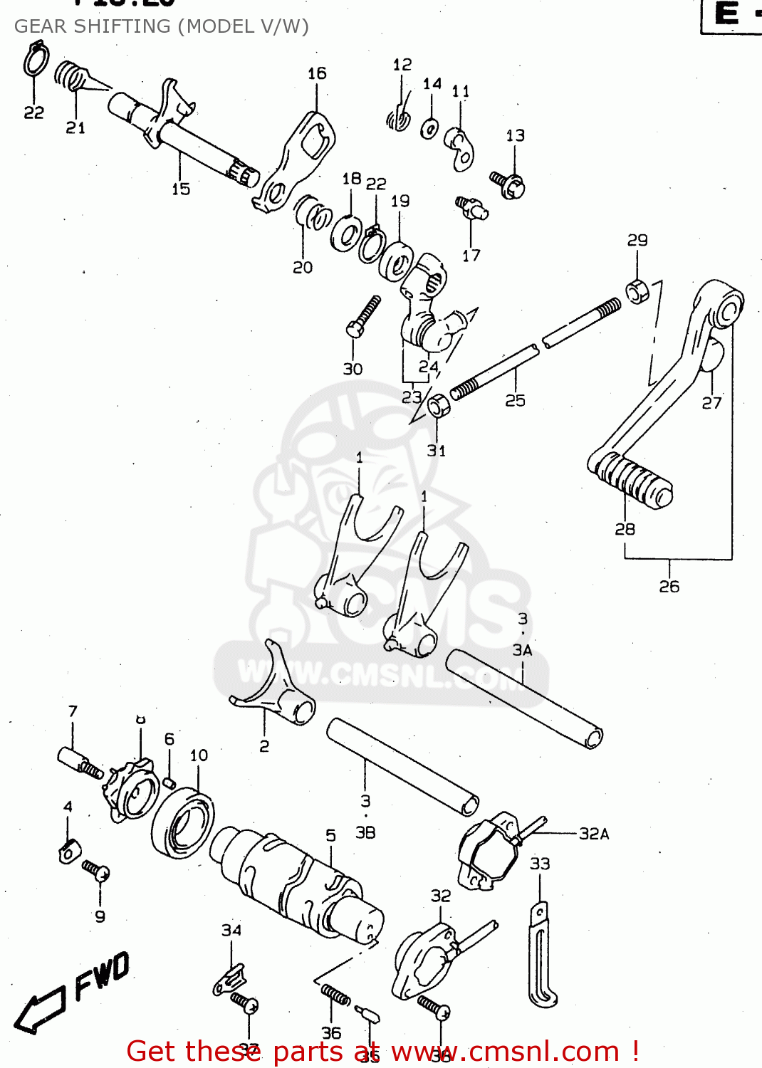 GEAR SHIFTING (MODEL V/W) TL1000S 1997 (V) (E02 E04 E18 E22 E24 E25 E34 E39) / P37