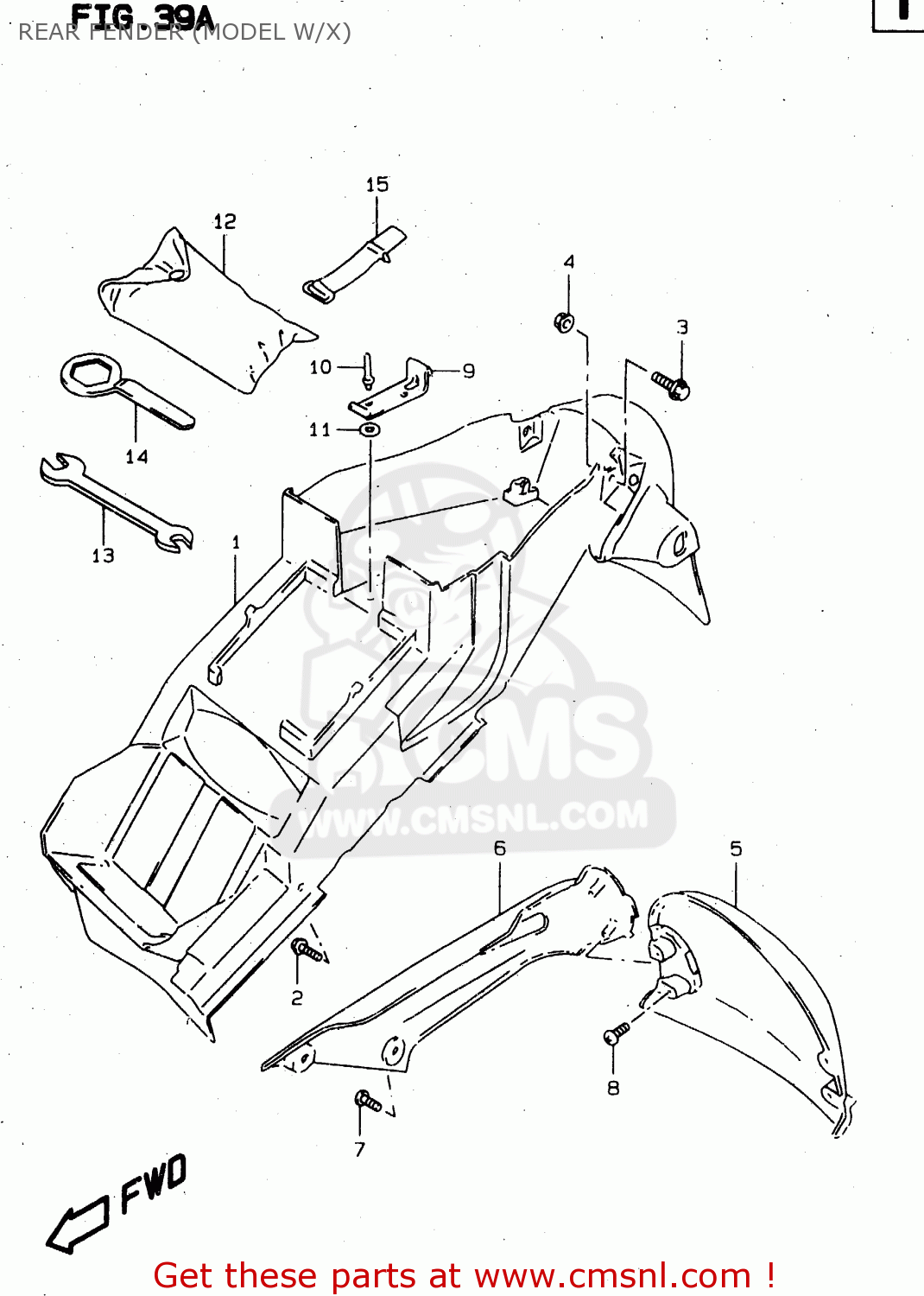 REAR FENDER (MODEL W/X) TL1000S 1997 (V) (E02 E04 E18 E22 E24 E25 E34 E39) / P37