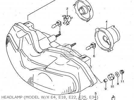 HEADLAMP (MODEL W/X E4, E18, E22, E25, E34) - TL1000S 1997 (V) (E02 E04 E18 E22 E24 E25 E34 E39) / P37